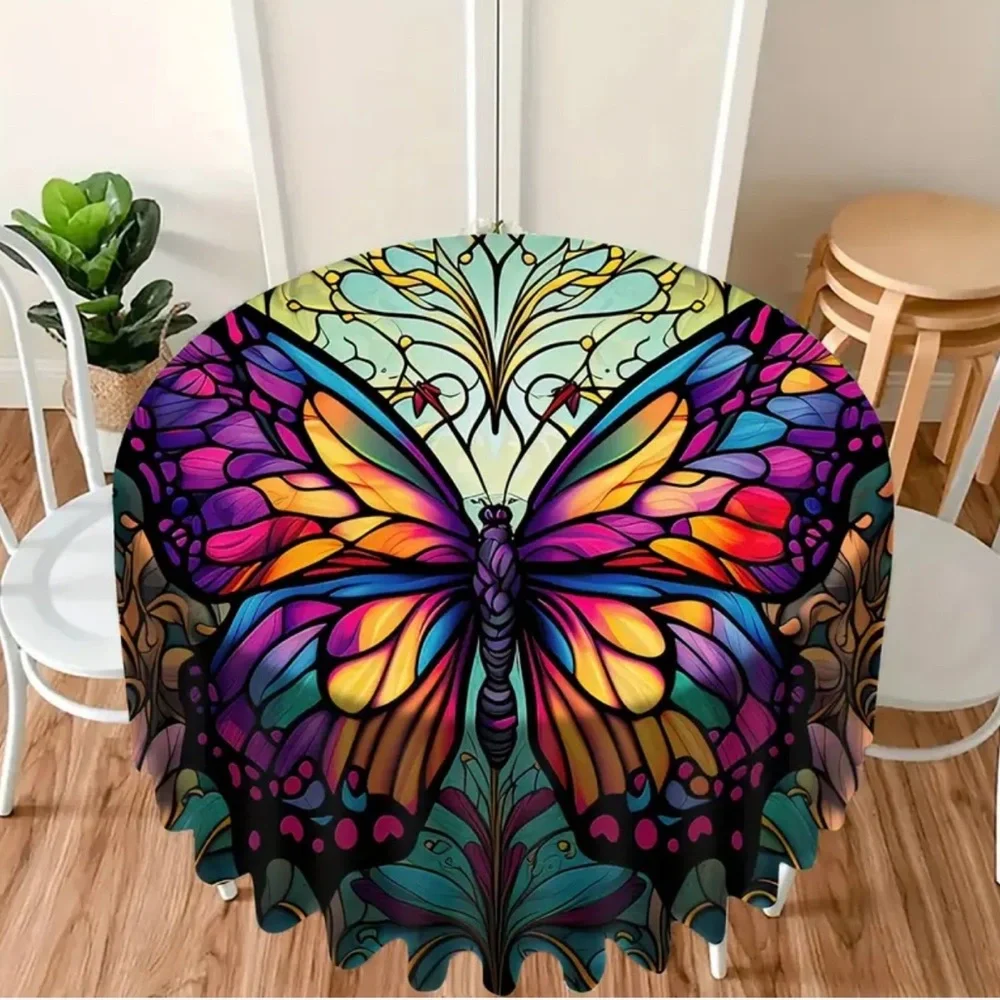 Vibrant Butterfly 60” Round Decorative Tablecloth